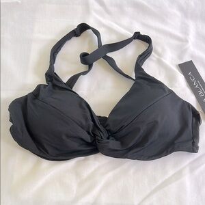 La Blanca Island Goddess Underwire Twist Front Swimsuit Top - Black, Size 10 NWT